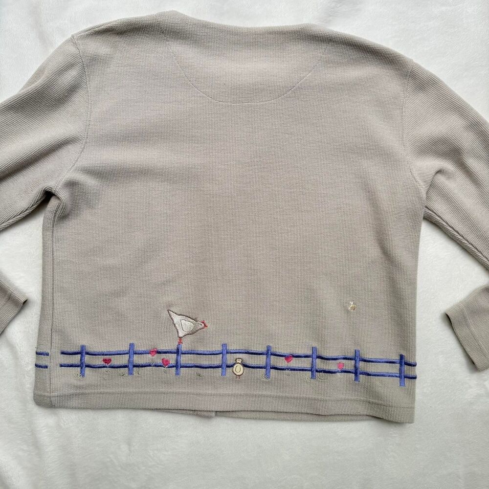 Vintage Chicken Embroidery Cardigan Farmer - Picture 6 of 8